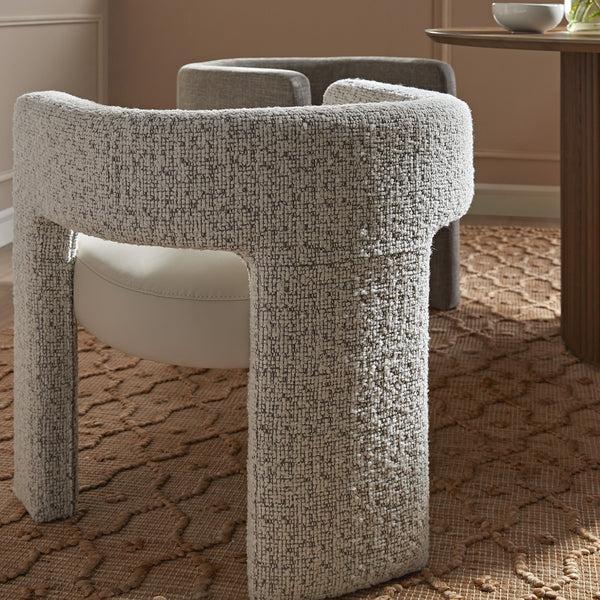 Greenwich Taupe Boucle and Beige Faux Leather Seat Dining Chair