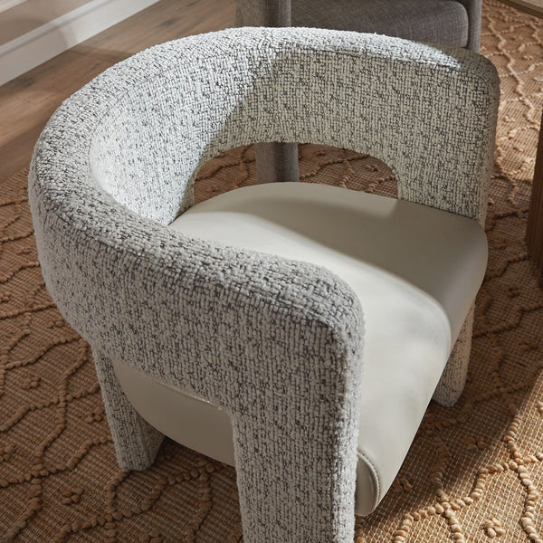 Greenwich Taupe Boucle and Beige Faux Leather Seat Dining Chair