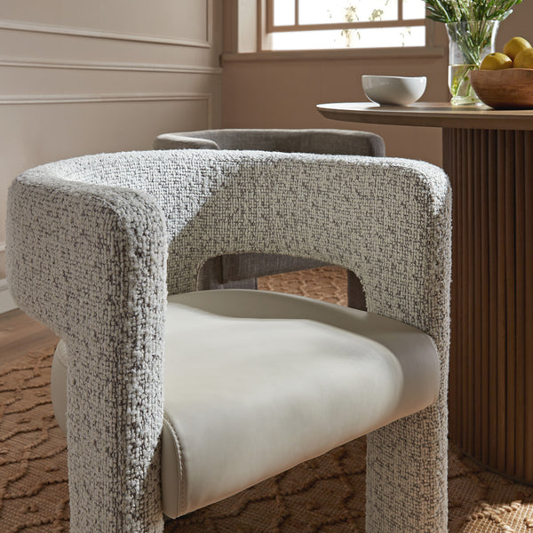 Greenwich Taupe Boucle and Beige Faux Leather Seat Dining Chair