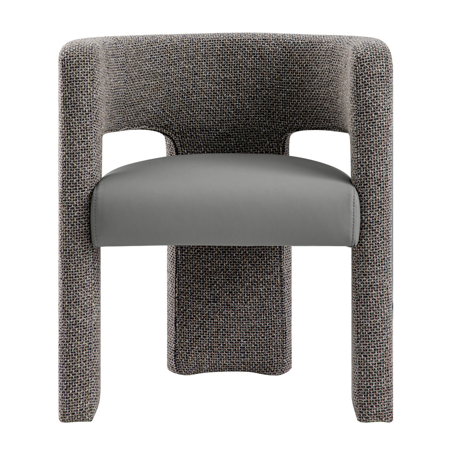 Greenwich Grey & Blue Textured Fabric and Grey Faux Leather Seat Dining Chair