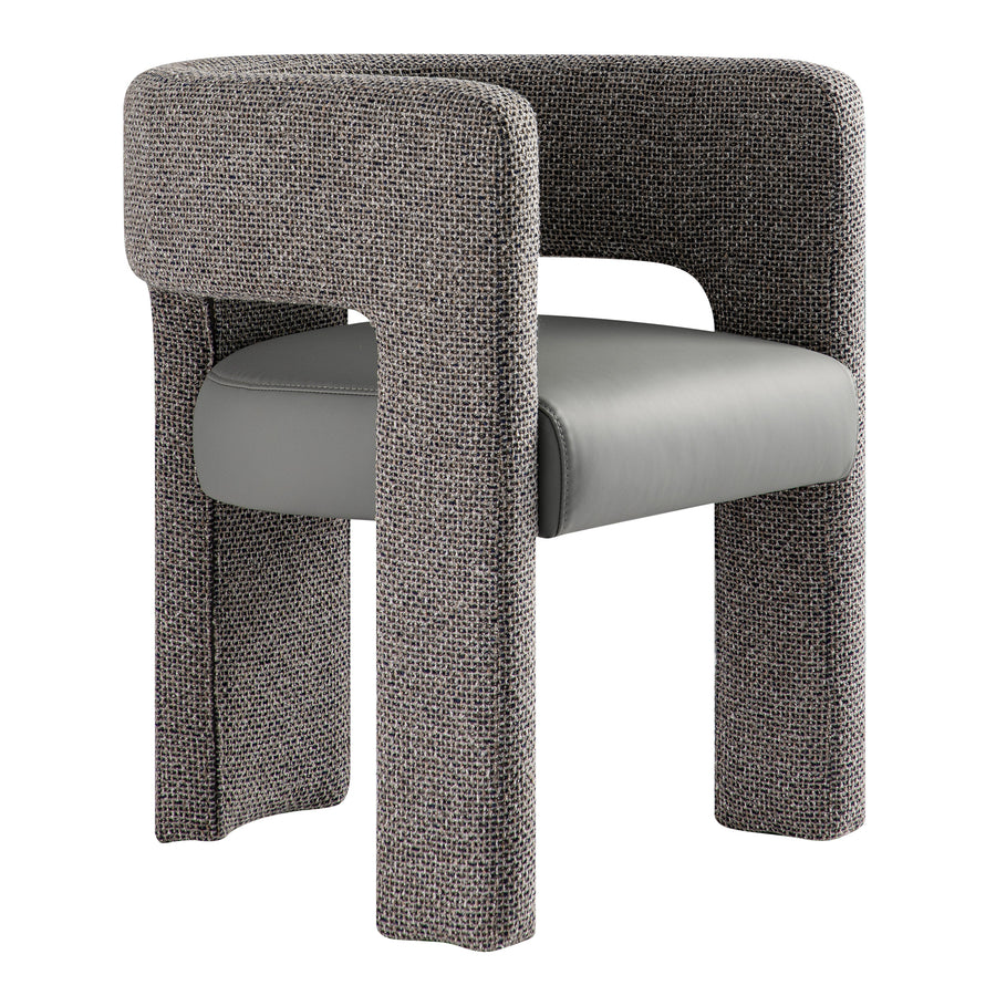 Greenwich Grey & Blue Textured Fabric and Grey Faux Leather Seat Dining Chair