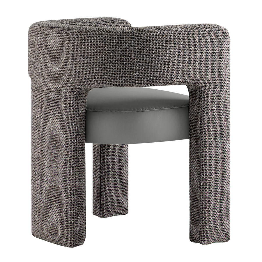 Greenwich Grey & Blue Textured Fabric and Grey Faux Leather Seat Dining Chair