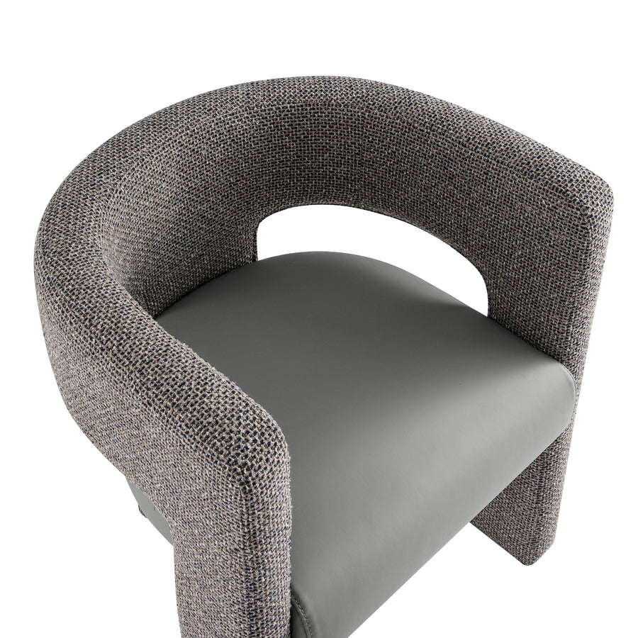 Greenwich Grey & Blue Textured Fabric and Grey Faux Leather Seat Dining Chair