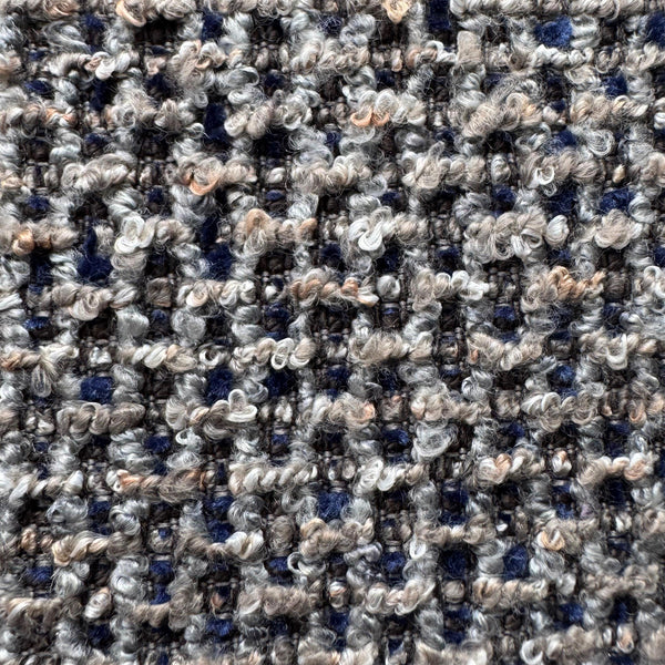 Greenwich Grey & Blue Textured Fabric and Grey Faux Leather Seat Dining Chair