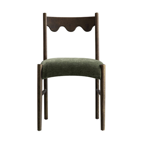 Ludlow Set of 2 Dining Chairs, Forest Green Chenille | Dark Walnut