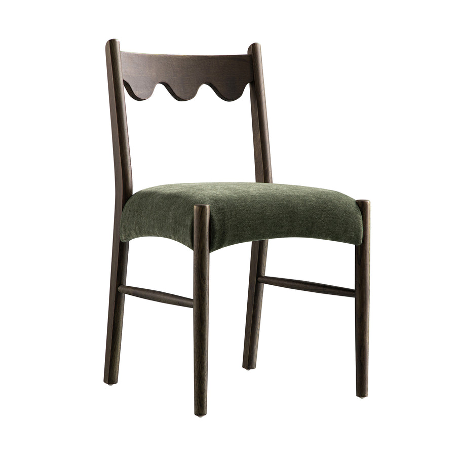 Ludlow Set of 2 Dining Chairs, Forest Green Chenille | Dark Walnut