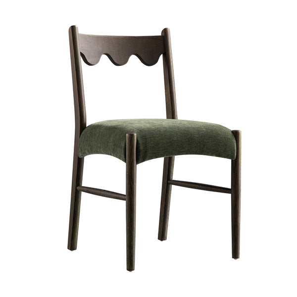Ludlow Set of 2 Dining Chairs, Forest Green Chenille | Dark Walnut
