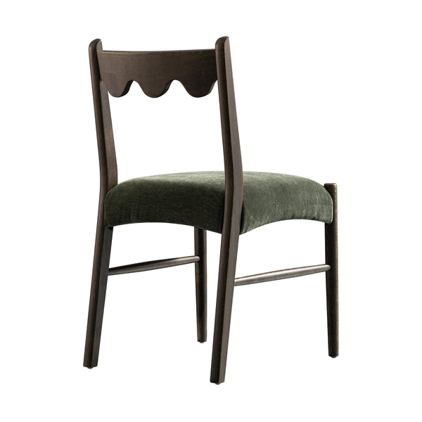 Ludlow Set of 2 Dining Chairs, Forest Green Chenille | Dark Walnut