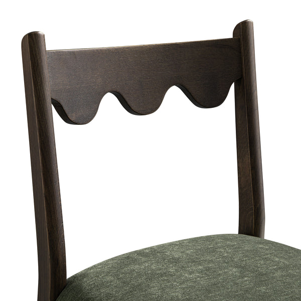 Ludlow Set of 2 Dining Chairs, Forest Green Chenille | Dark Walnut