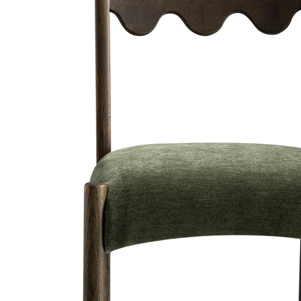 Ludlow Set of 2 Dining Chairs, Forest Green Chenille | Dark Walnut