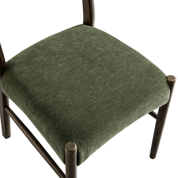 Ludlow Set of 2 Dining Chairs, Forest Green Chenille | Dark Walnut