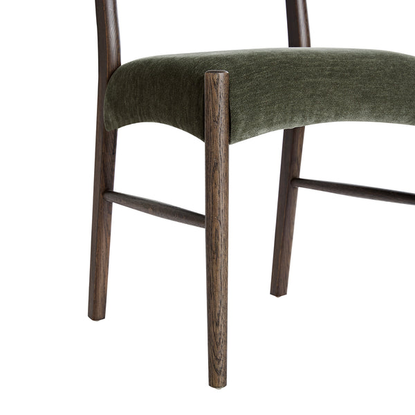 Ludlow Set of 2 Dining Chairs, Forest Green Chenille | Dark Walnut