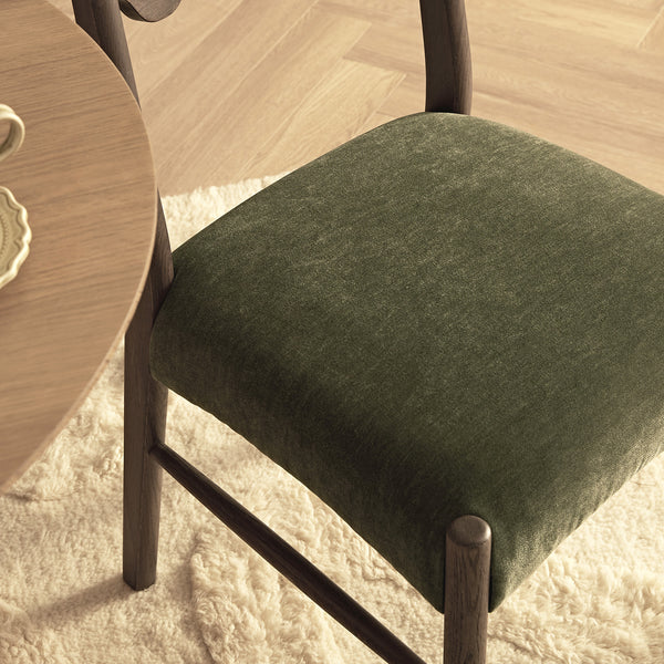 Ludlow Set of 2 Dining Chairs, Forest Green Chenille | Dark Walnut