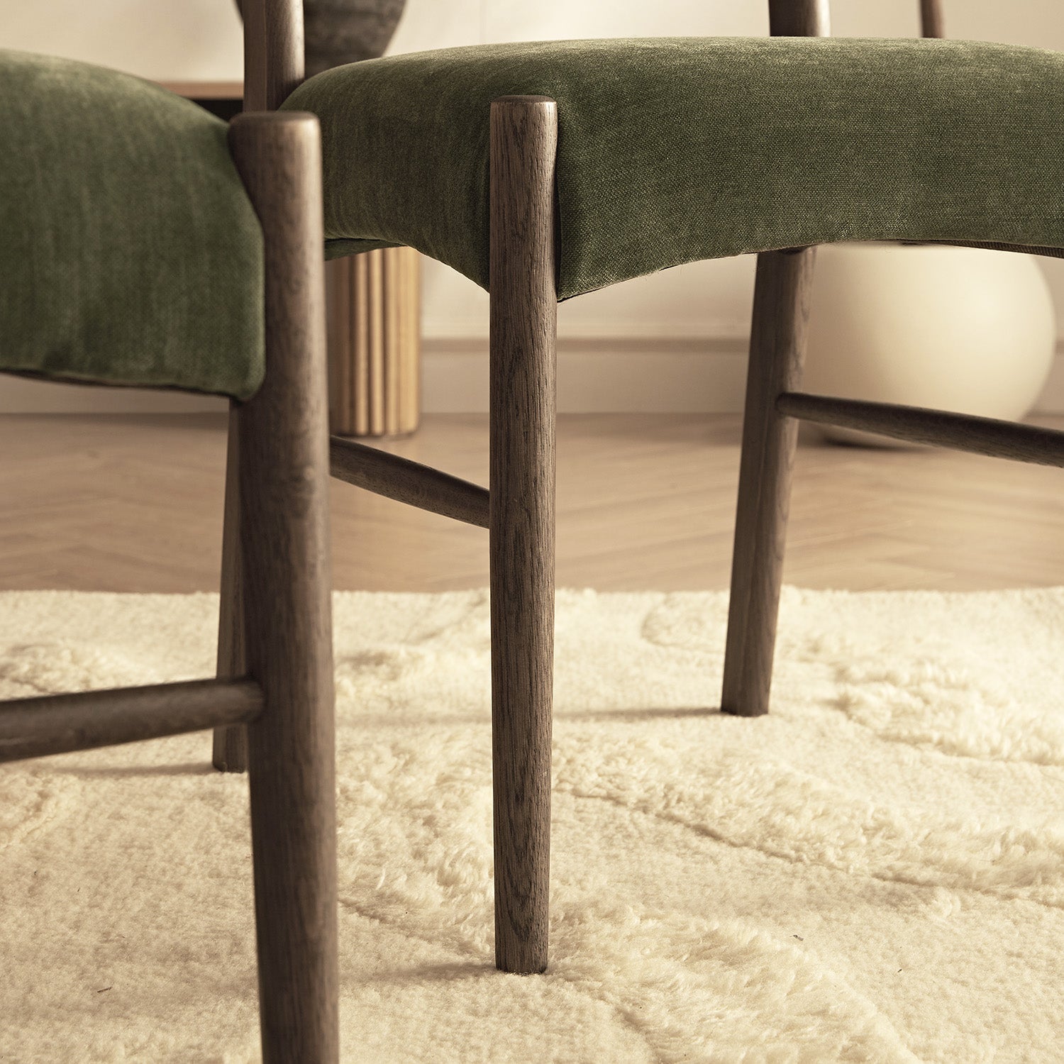 Ludlow Set of 2 Dining Chairs, Forest Green Chenille | Dark Walnut