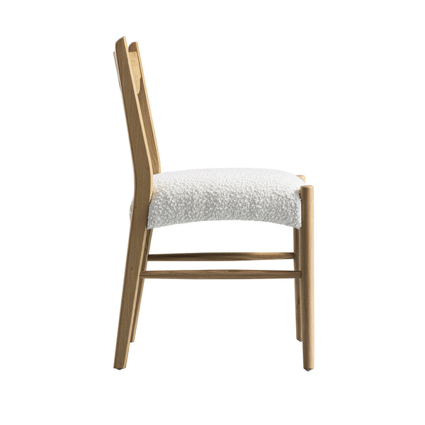 Ludlow Set of 2 Dining Chairs, Ecru Boucle | Natural Oak Frame