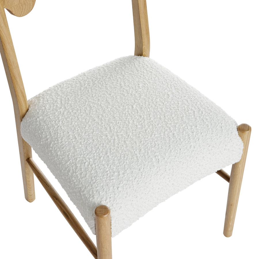 Ludlow Set of 2 Dining Chairs, Ecru Boucle | Natural Oak Frame