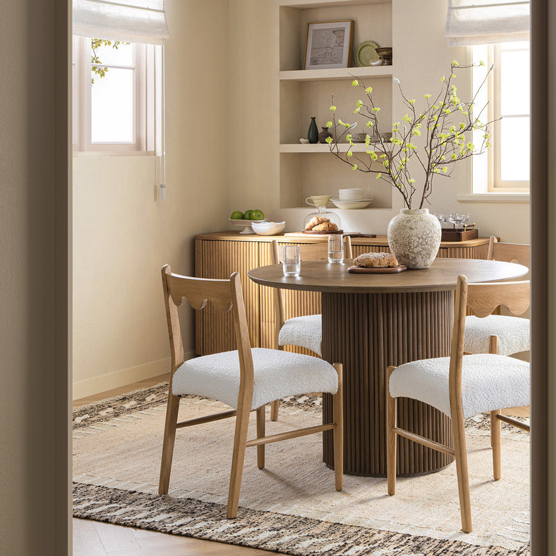 Ludlow Set of 2 Dining Chairs, Ecru Boucle | Natural Oak Frame - daals