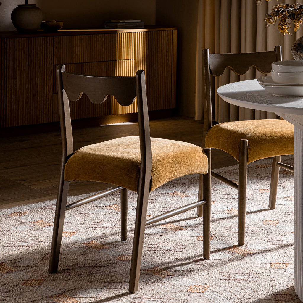 Ludlow Set of 2 Dining Chairs, Spiced Honey Chenille | Silver Oak | daals