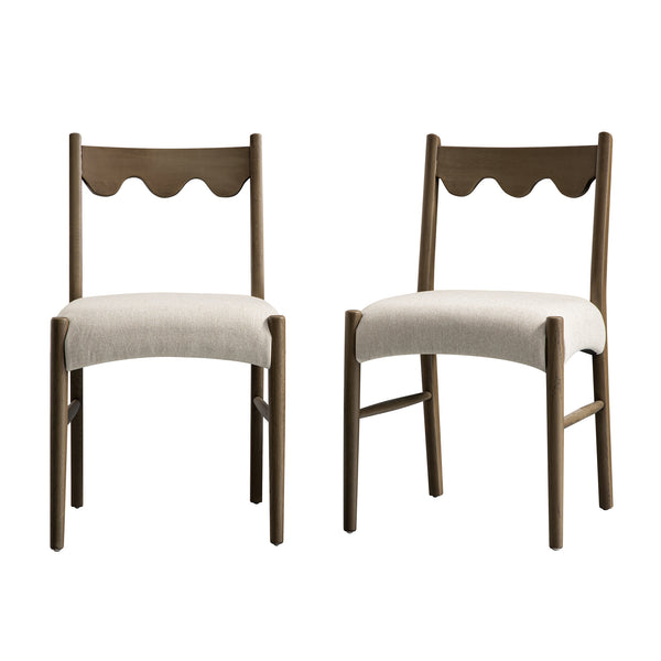 Ludlow Set of 2 Dining Chairs, Oatmeal Fabric | Silver Oak Frame - daals