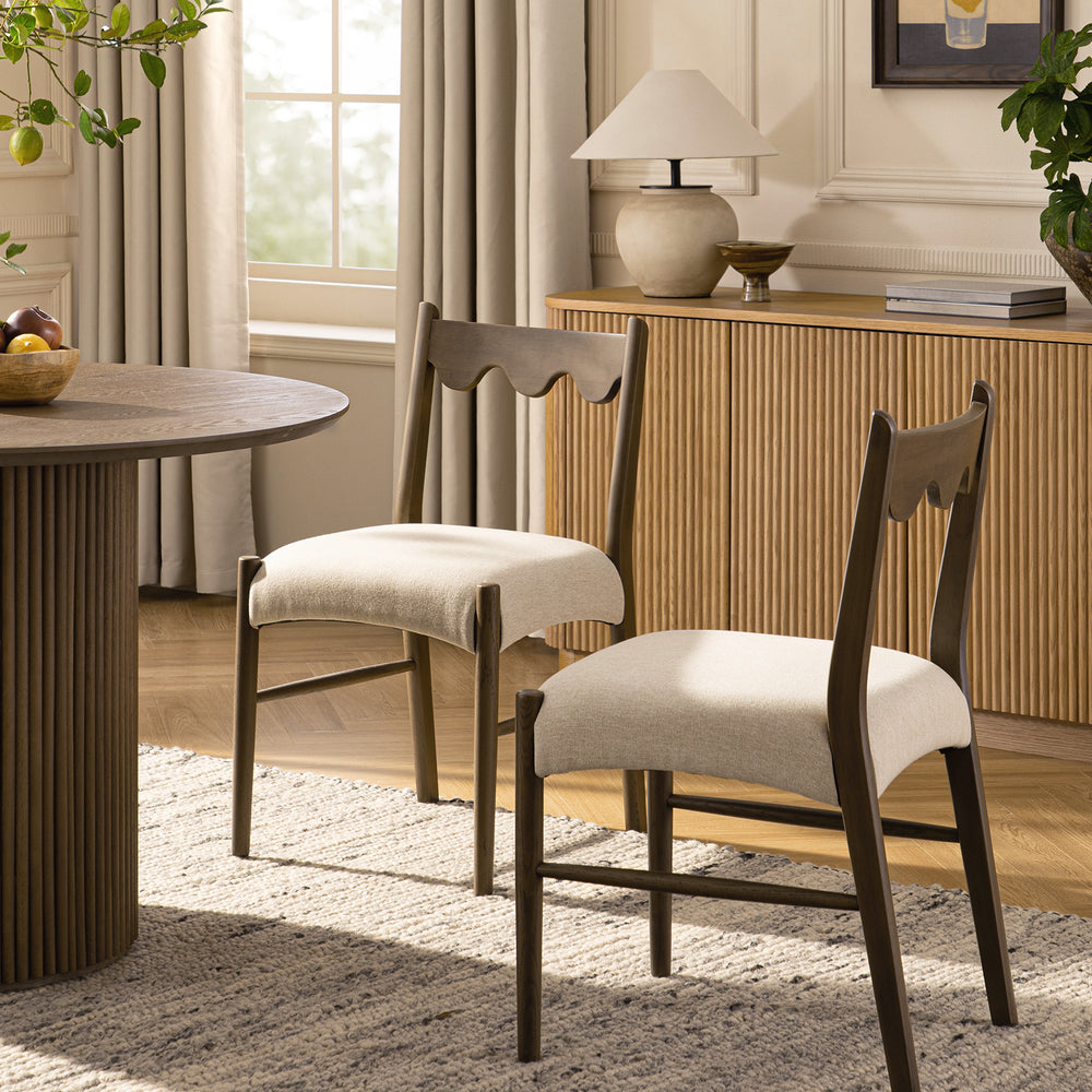 Ludlow Set of 2 Dining Chairs, Oatmeal Fabric | Silver Oak Frame | daals