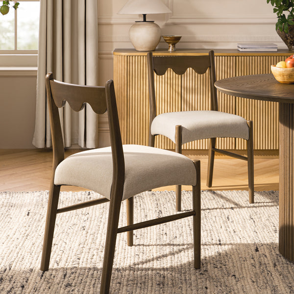 Ludlow Set of 2 Dining Chairs, Oatmeal Fabric | Silver Oak Frame - daals