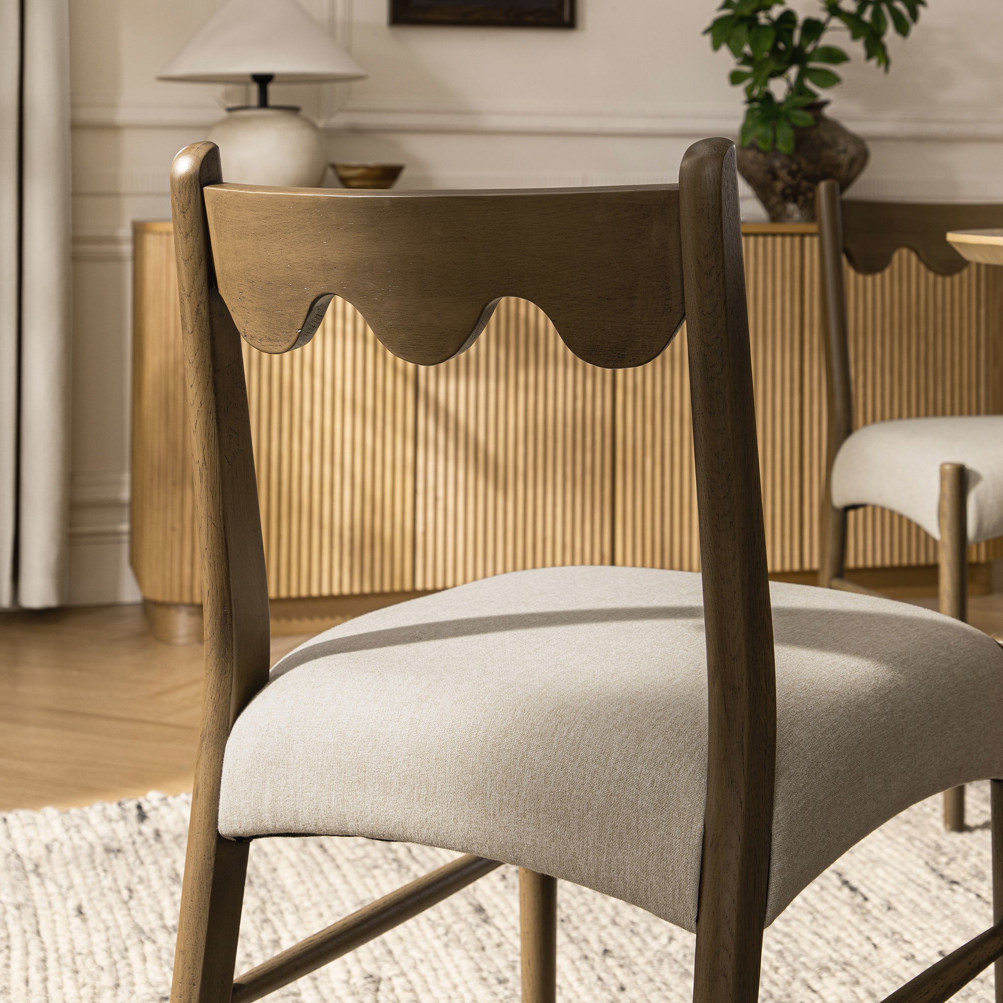 Ludlow Set of 2 Dining Chairs, Oatmeal Fabric | Silver Oak Frame | daals