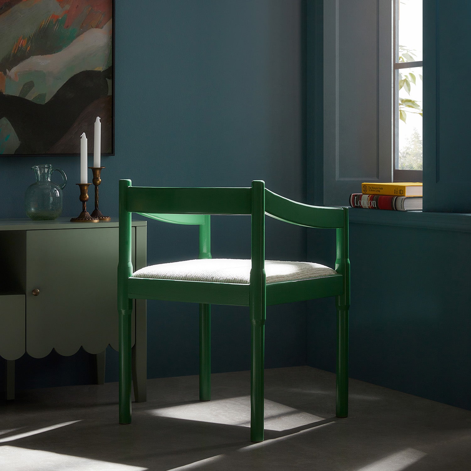 Minley 2-in-1 Carver Chair, Palm Green High Gloss