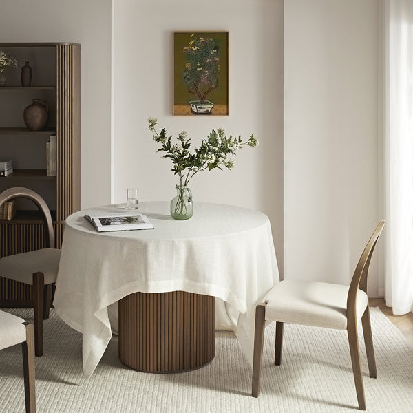 Lumi Dining Chair, Oatmeal Fabric | Silver Oak Frame