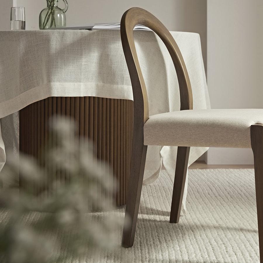Lumi Dining Chair, Oatmeal Fabric | Silver Oak Frame