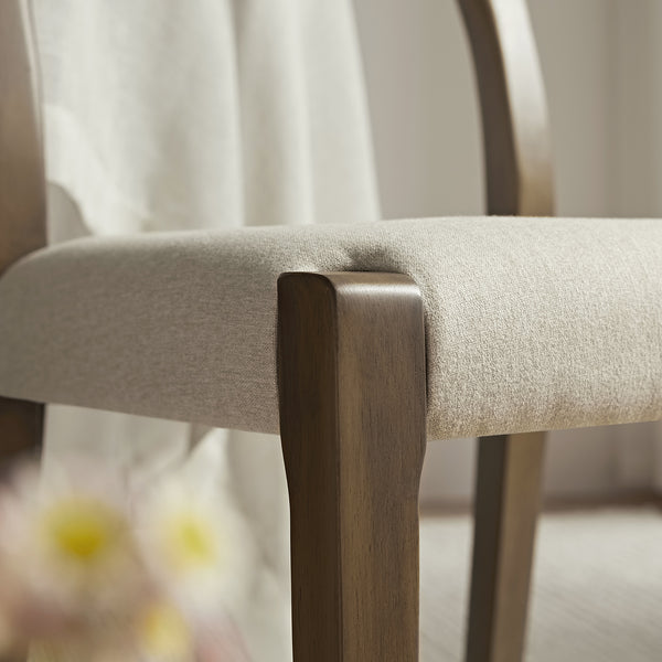 Lumi Dining Chair, Oatmeal Fabric | Silver Oak Frame