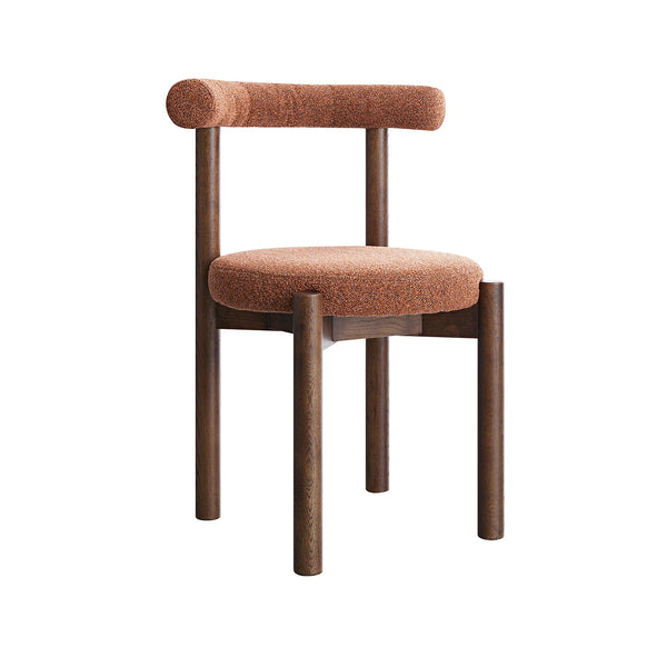 Demeter Dining Chair, Brick Boucle | Dark Walnut Frame