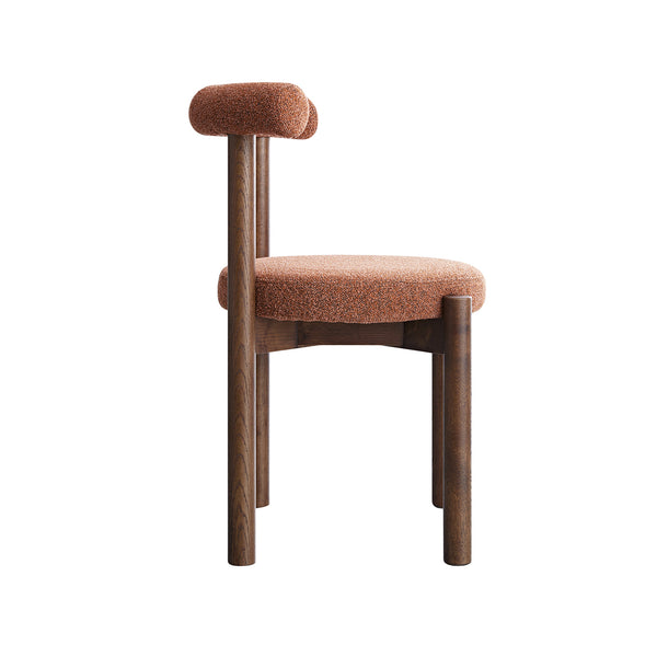 Demeter Dining Chair, Brick Boucle | Dark Walnut Frame