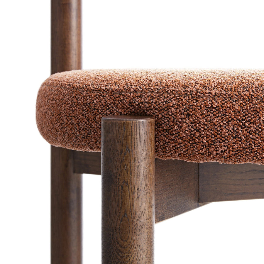 Demeter Dining Chair, Brick Boucle | Dark Walnut Frame
