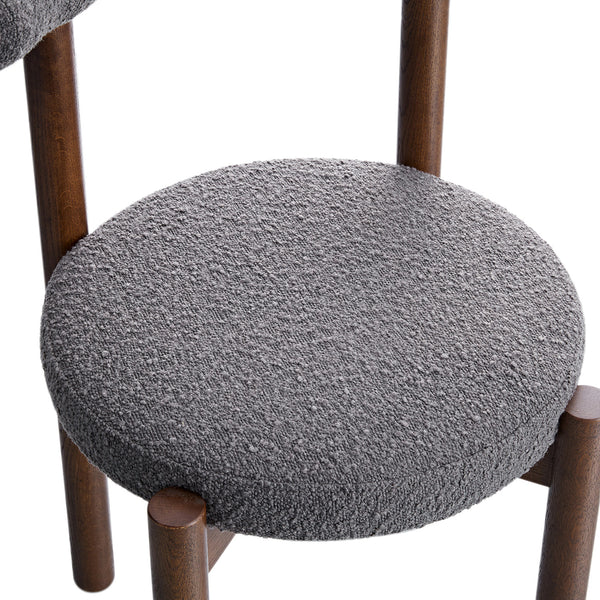 Demeter Dining Chair, Charcoal Boucle | Dark Walnut Frame