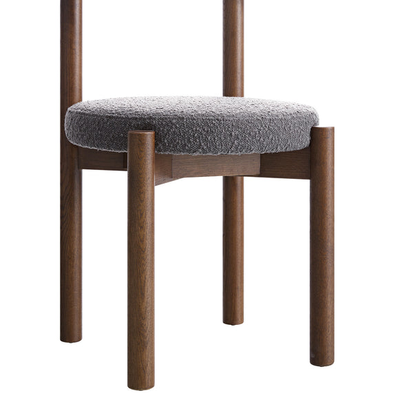 Demeter Dining Chair, Charcoal Boucle | Dark Walnut Frame