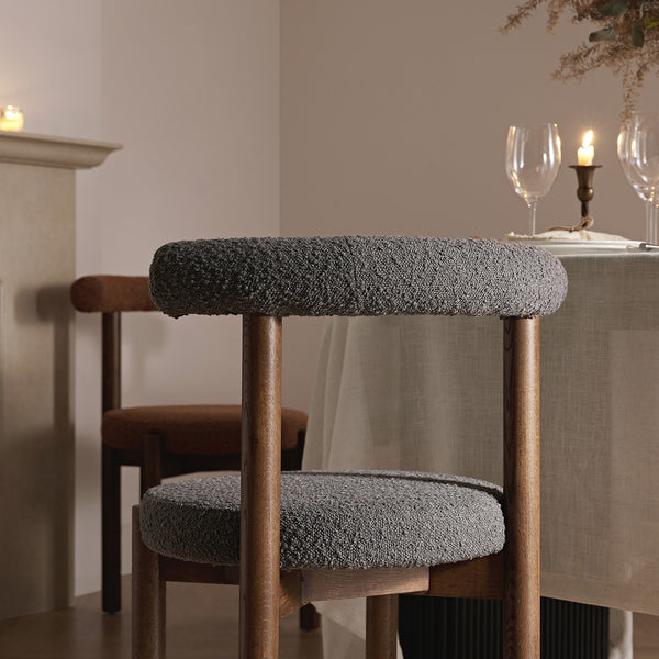 Demeter Dining Chair, Charcoal Boucle | Dark Walnut Frame
