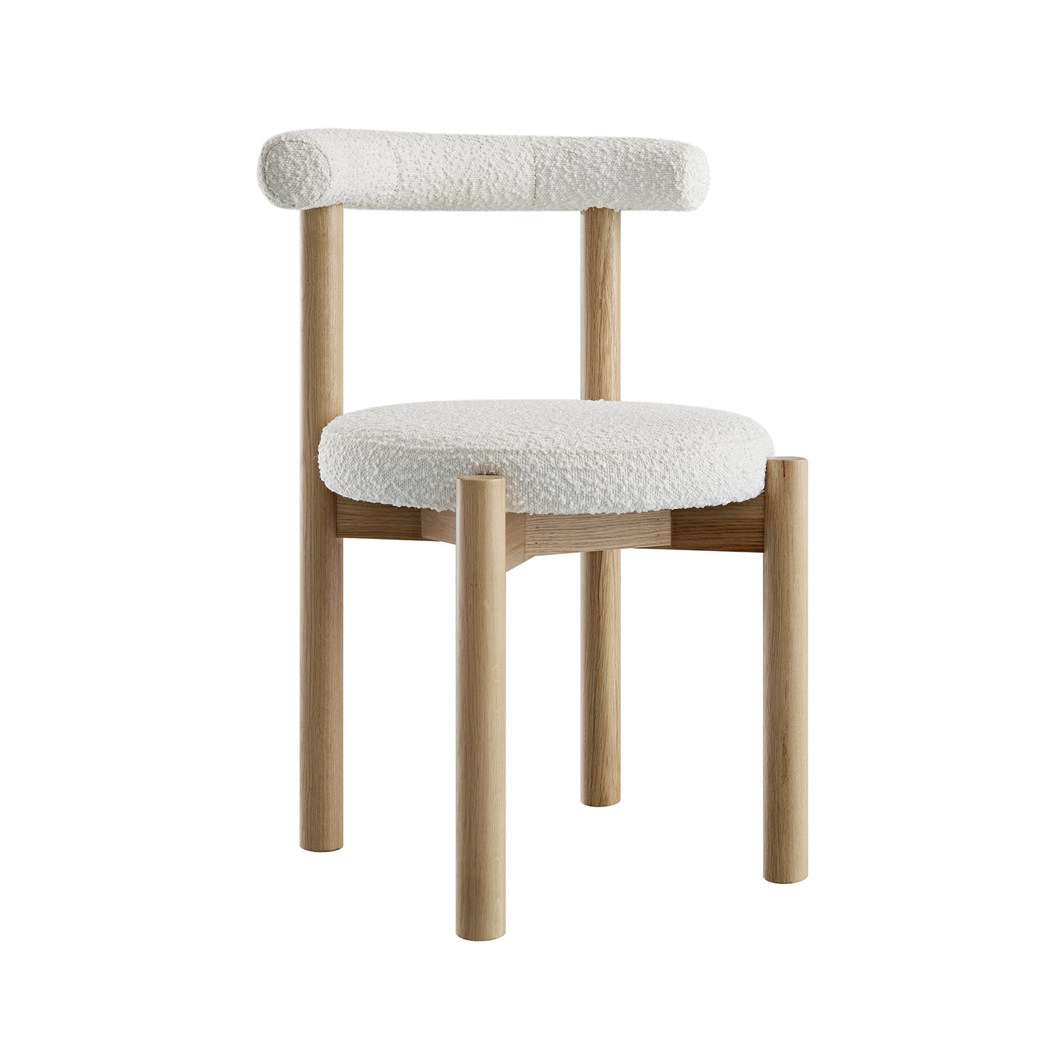 Demeter Dining Chair, Ecru Boucle | Natural Oak Frame