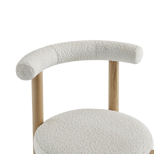 Demeter Dining Chair, Ecru Boucle | Natural Oak Frame