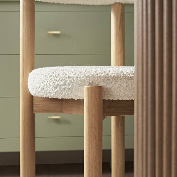 Demeter Dining Chair, Ecru Boucle | Natural Oak Frame