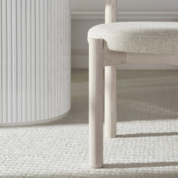 Demeter Dining Chair, Oatmeal Fabric | White Washed Oak Frame