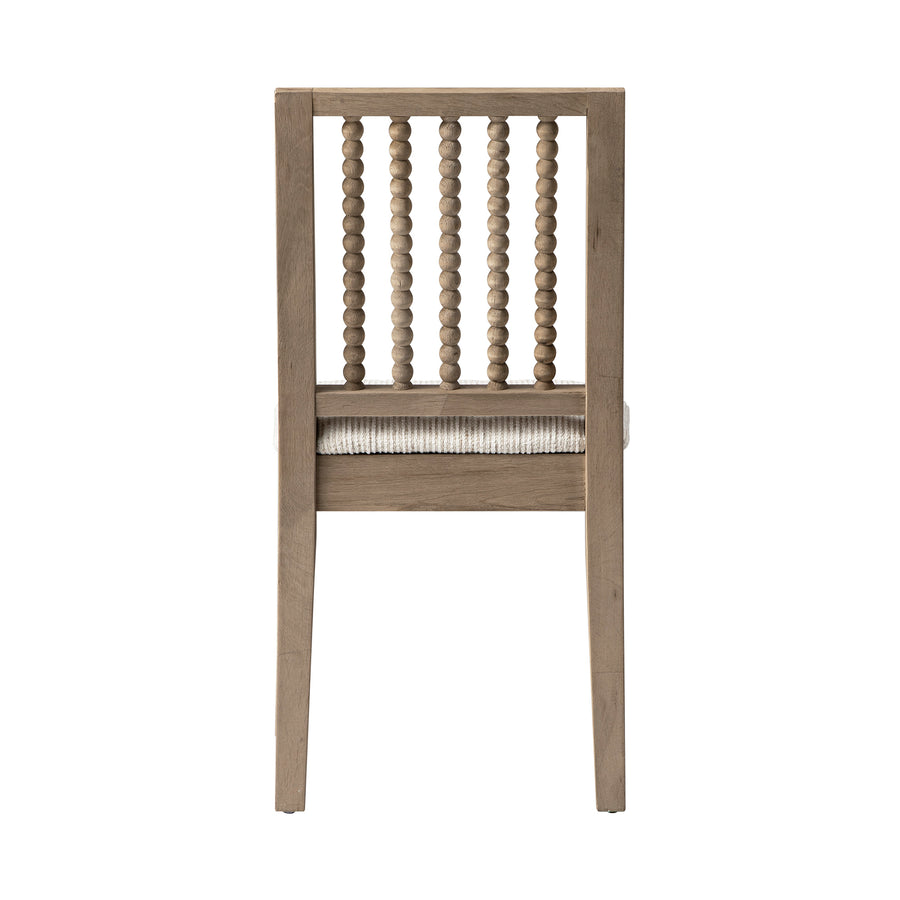 Hemingford Set of 2 Beige Textured Fabric Bobbin Spindle Washed Oak Dining Chairs - daals