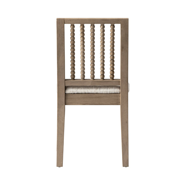 Hemingford Set of 2 Beige Textured Fabric Bobbin Spindle Washed Oak Dining Chairs - daals