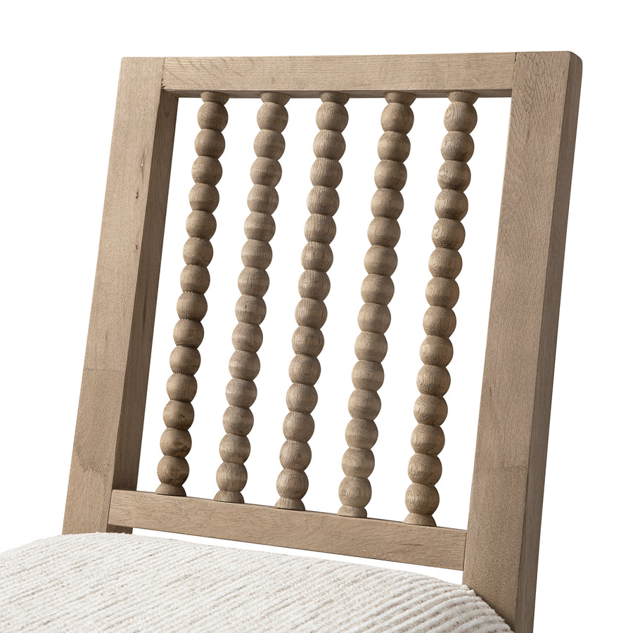 Hemingford Set of 2 Beige Textured Fabric Bobbin Spindle Washed Oak Dining Chairs - daals