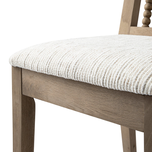 Hemingford Set of 2 Beige Textured Fabric Bobbin Spindle Washed Oak Dining Chairs - daals