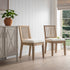Hemingford Set of 2 Beige Textured Fabric Bobbin Spindle Washed Oak Dining Chairs - daals