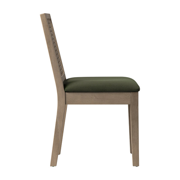 Hemingford Set of 2 Moss Green Velvet Bobbin Spindle Washed Oak Dining Chairs