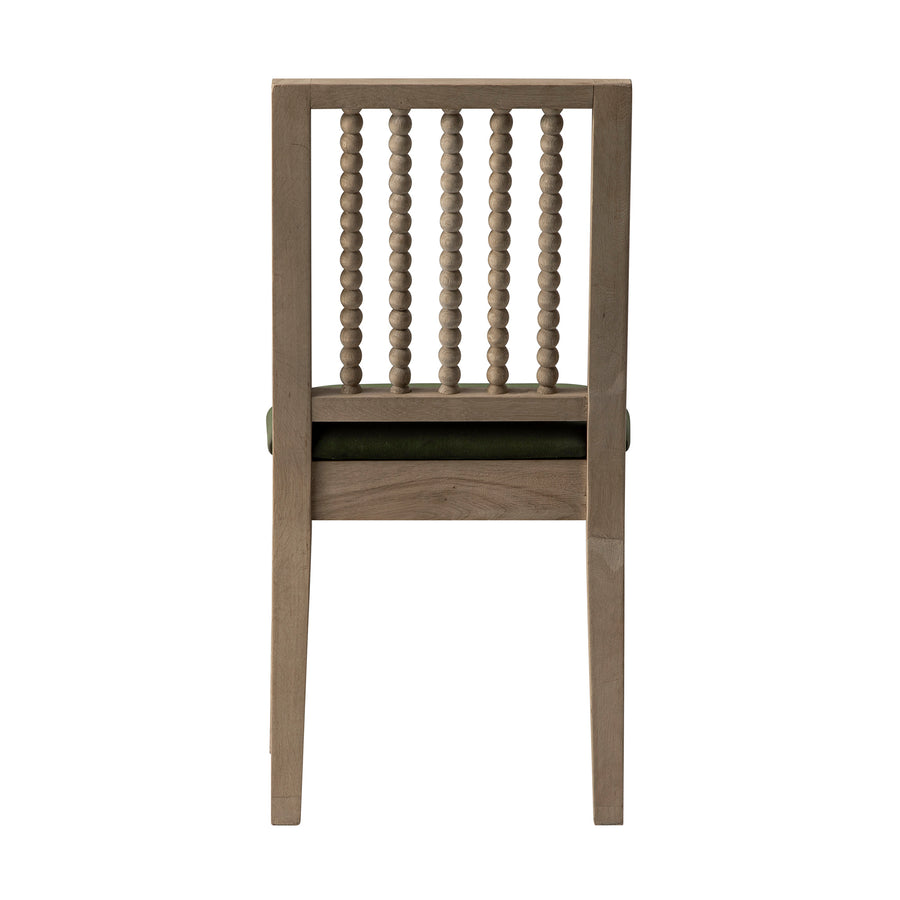 Hemingford Set of 2 Moss Green Velvet Bobbin Spindle Washed Oak Dining Chairs