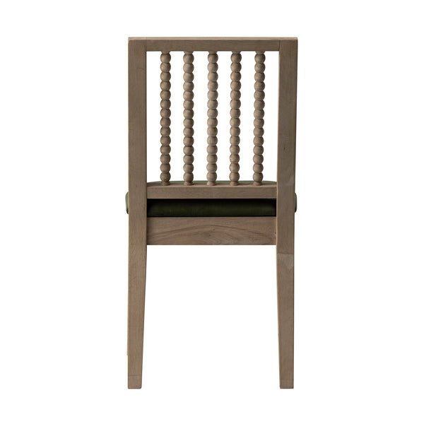 Hemingford Set of 2 Moss Green Velvet Bobbin Spindle Washed Oak Dining Chairs