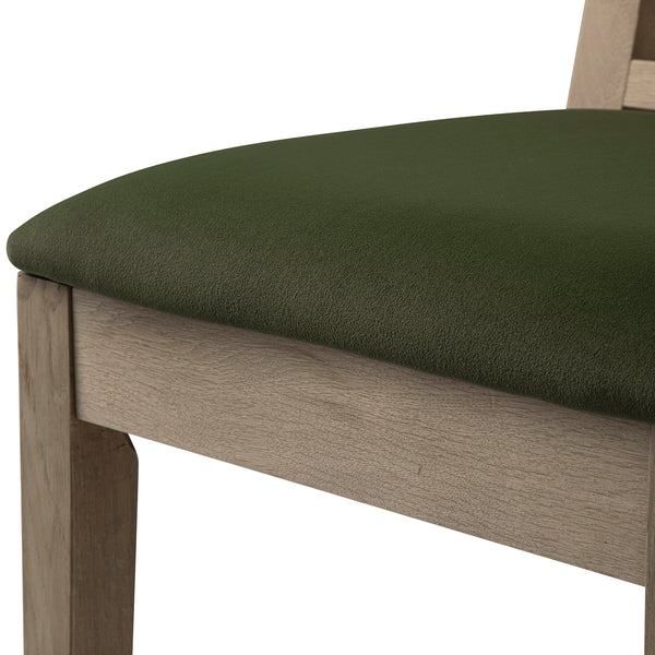 Hemingford Set of 2 Moss Green Velvet Bobbin Spindle Washed Oak Dining Chairs
