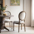 Lainston Set of 2 Classic Weathered Oak Dining Chairs, Beige Textured Fabric - daals